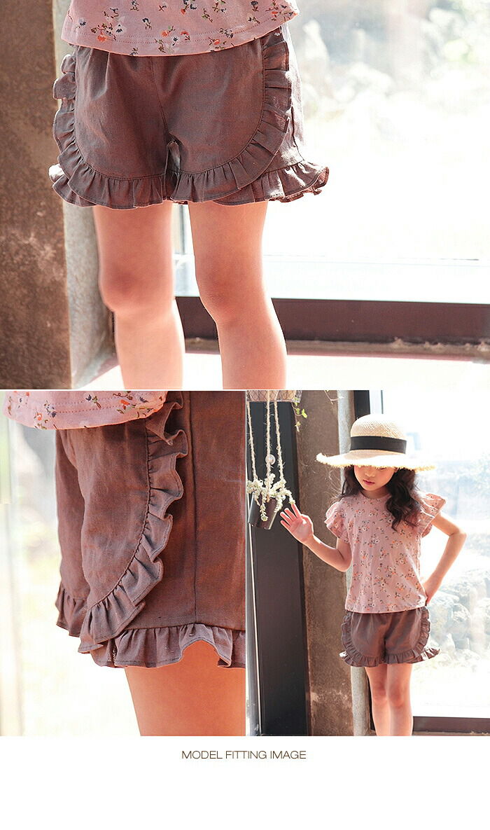 BACKYARD FAMILY「Rora ショートパンツ キッズ 通販 ローラ ハーフパンツ ライン フリル コットンリネン 綿麻」|その他|