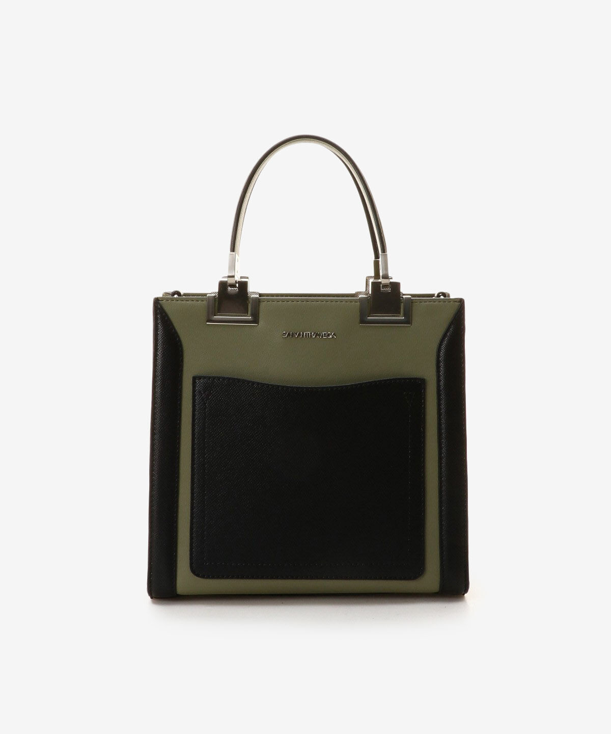 Samantha Vega「レター型ポーチ付きBOXトート(バイカラー)」|ハンドバッグ|カーキ