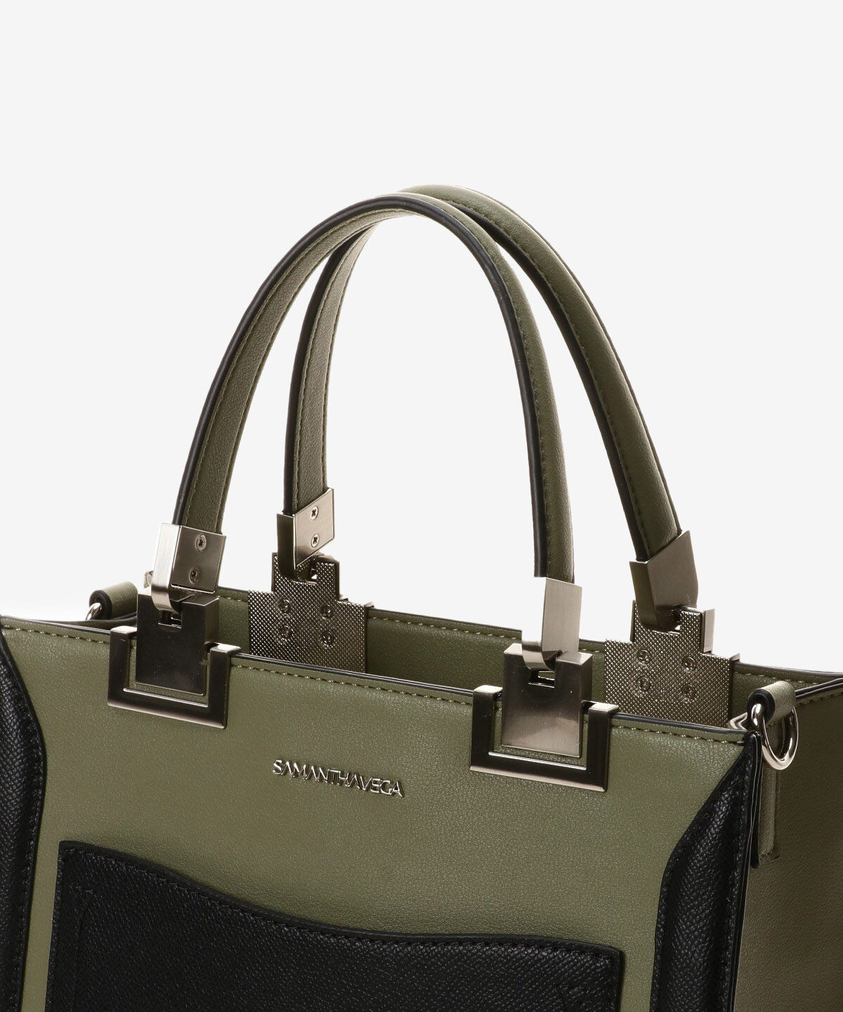 Samantha Vega「レター型ポーチ付きBOXトート(バイカラー)」|ハンドバッグ|