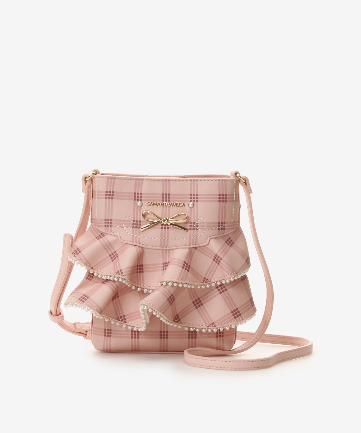 Samantha Vega「フリルリボンチェックショルダーバッグ」|ショルダー・メッセンジャー|ピンク