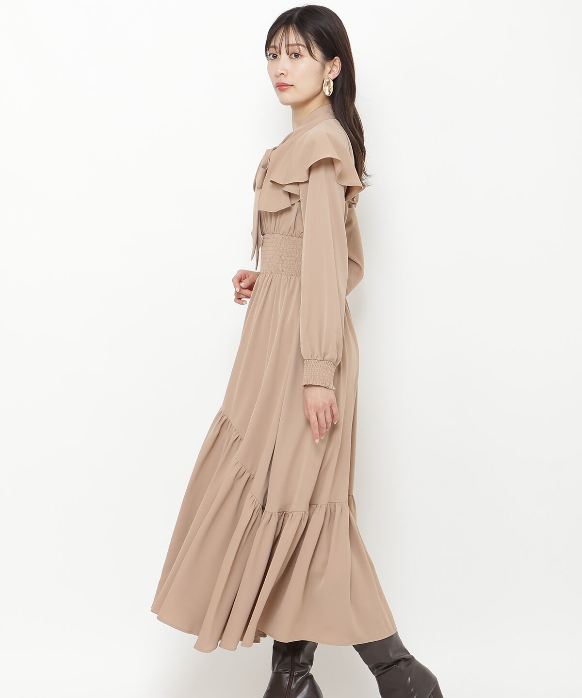 アンドクチュール「タックケープフロントリボンワンピース」|ワンピース|