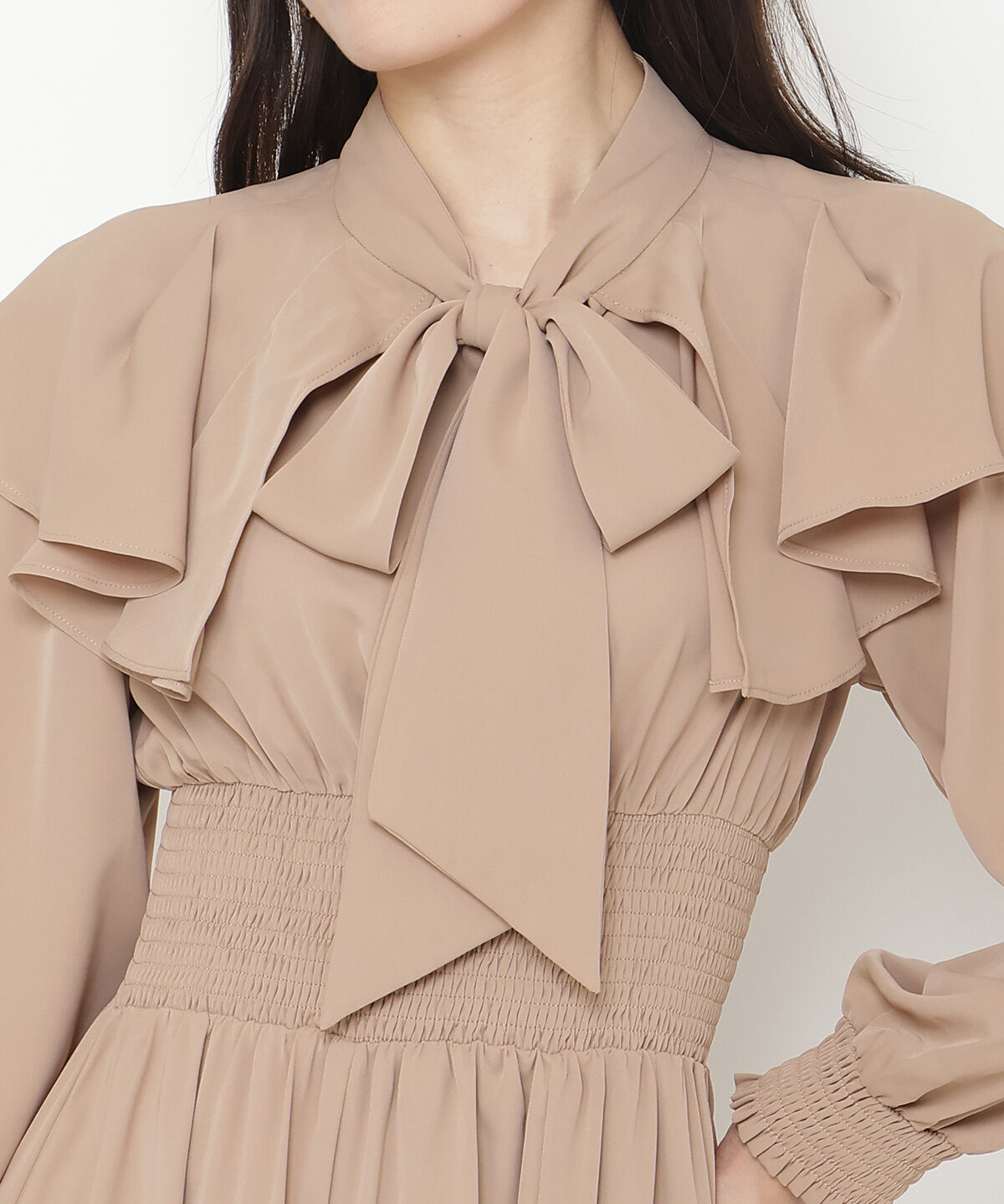 アンドクチュール「タックケープフロントリボンワンピース」|ワンピース|