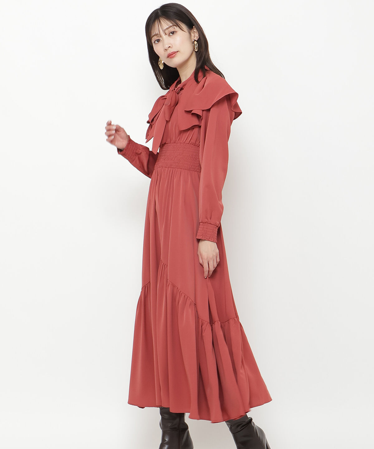 アンドクチュール「タックケープフロントリボンワンピース」|ワンピース|