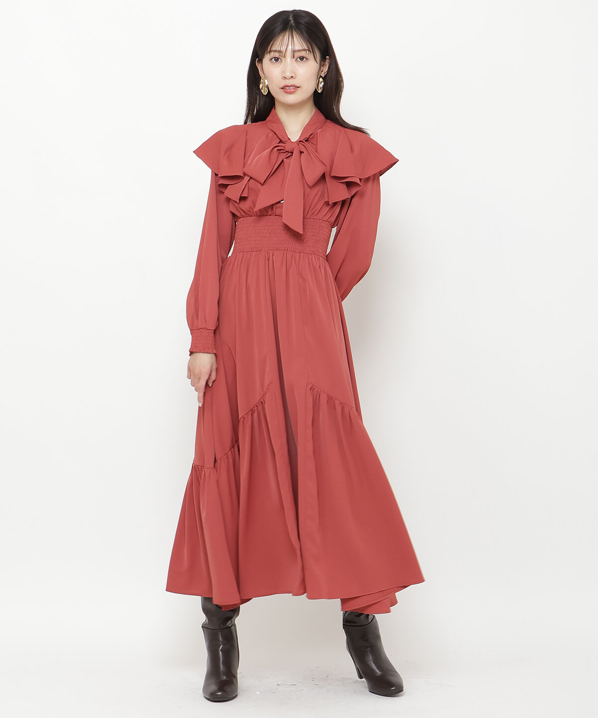 アンドクチュール「タックケープフロントリボンワンピース」|ワンピース|