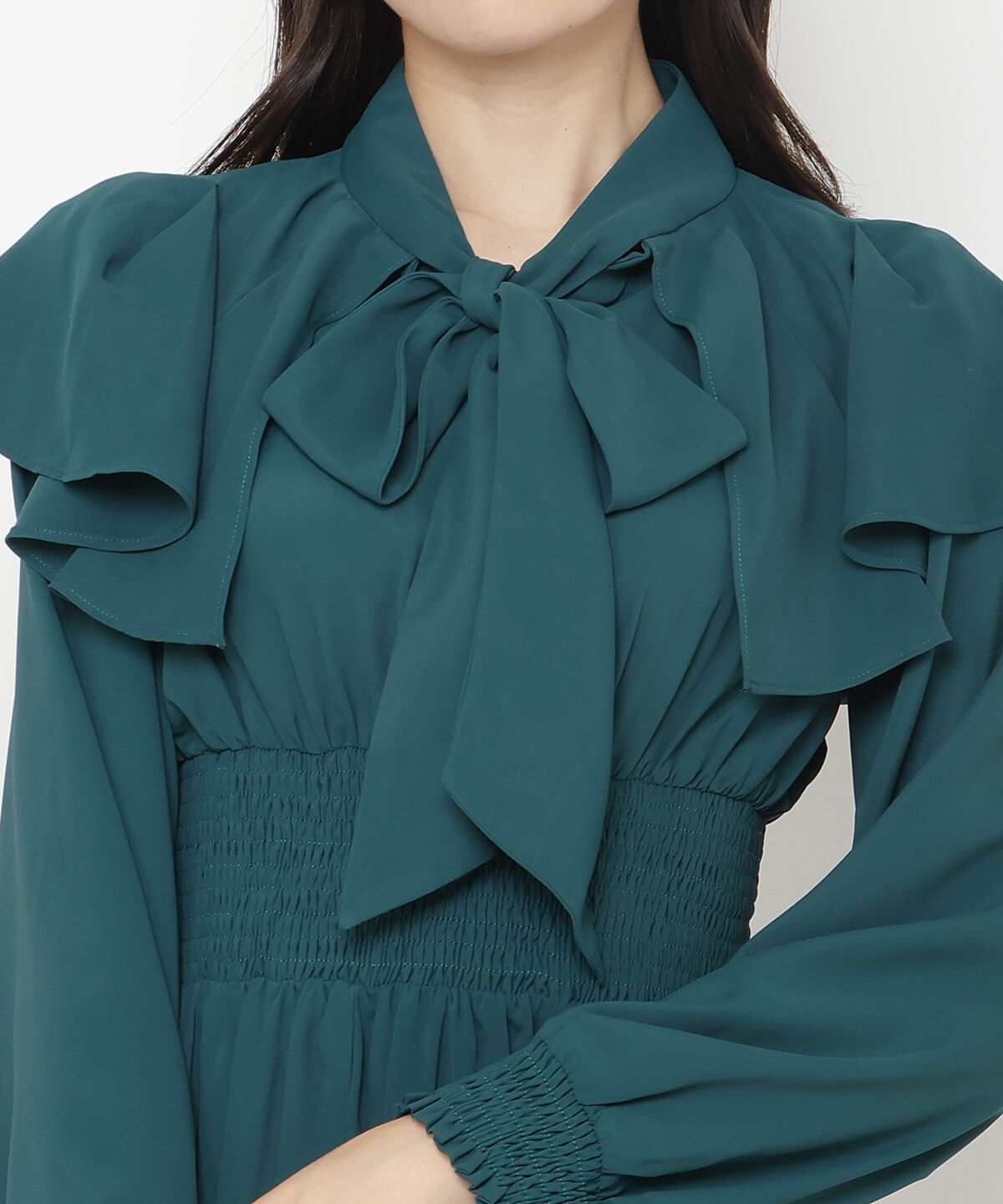 アンドクチュール「タックケープフロントリボンワンピース」|ワンピース|