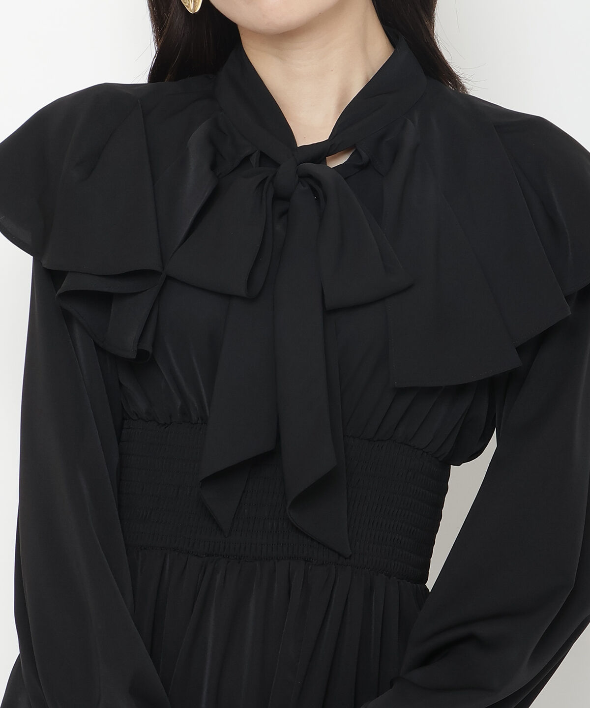 アンドクチュール「タックケープフロントリボンワンピース」|ワンピース|