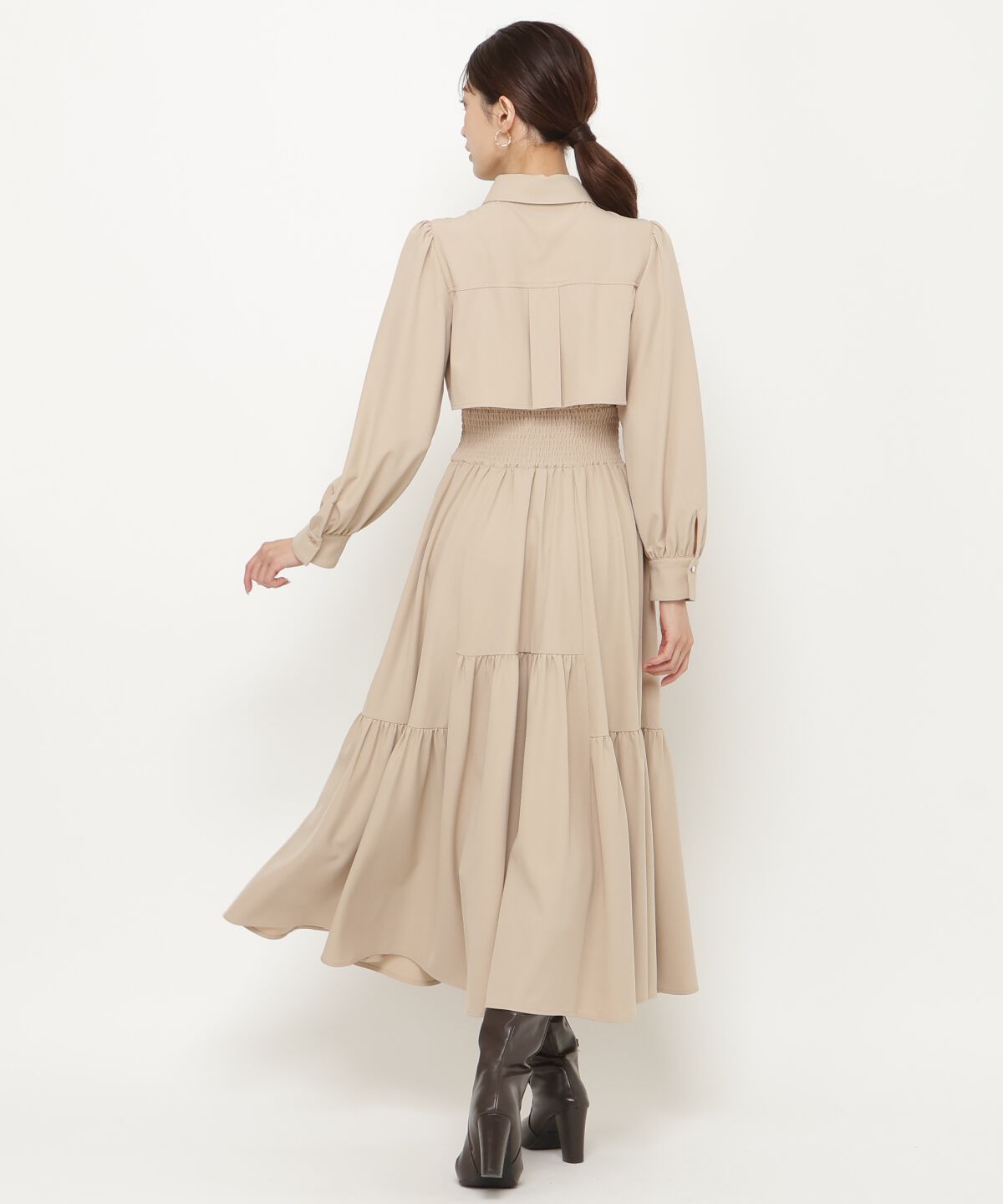 アンドクチュール「シャツレイヤード裾切替ワンピース」|ワンピース|