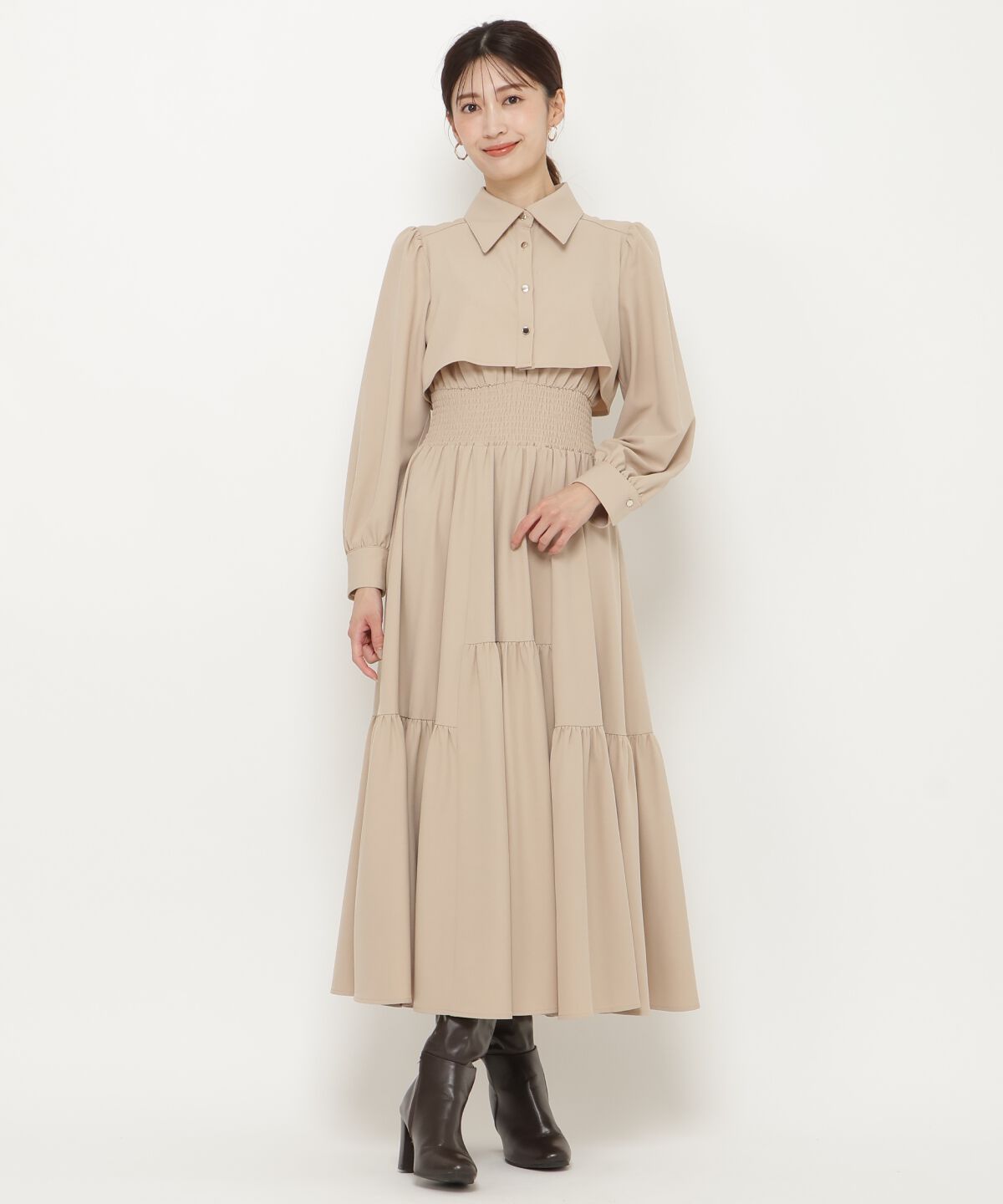 アンドクチュール「シャツレイヤード裾切替ワンピース」|ワンピース|