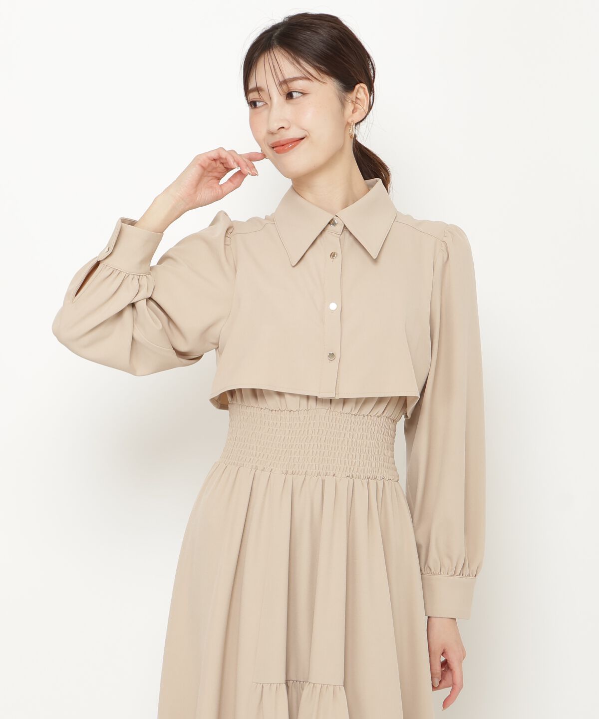 アンドクチュール「シャツレイヤード裾切替ワンピース」|ワンピース|