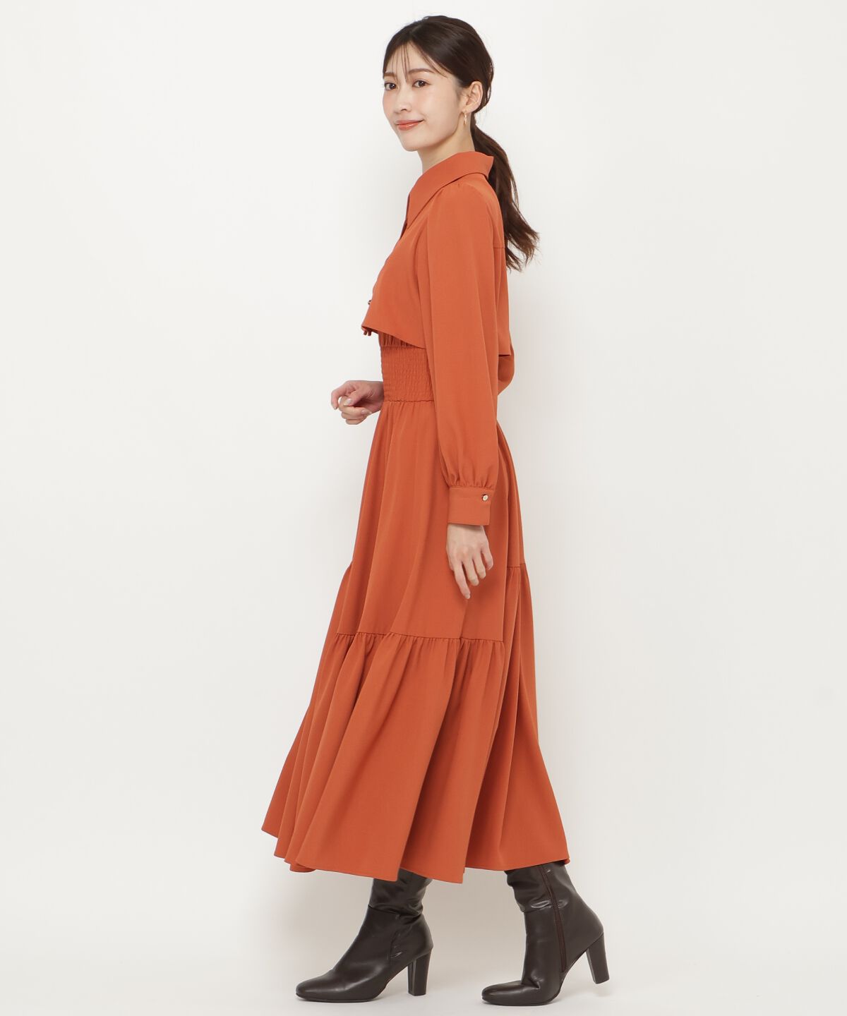 アンドクチュール「シャツレイヤード裾切替ワンピース」|ワンピース|