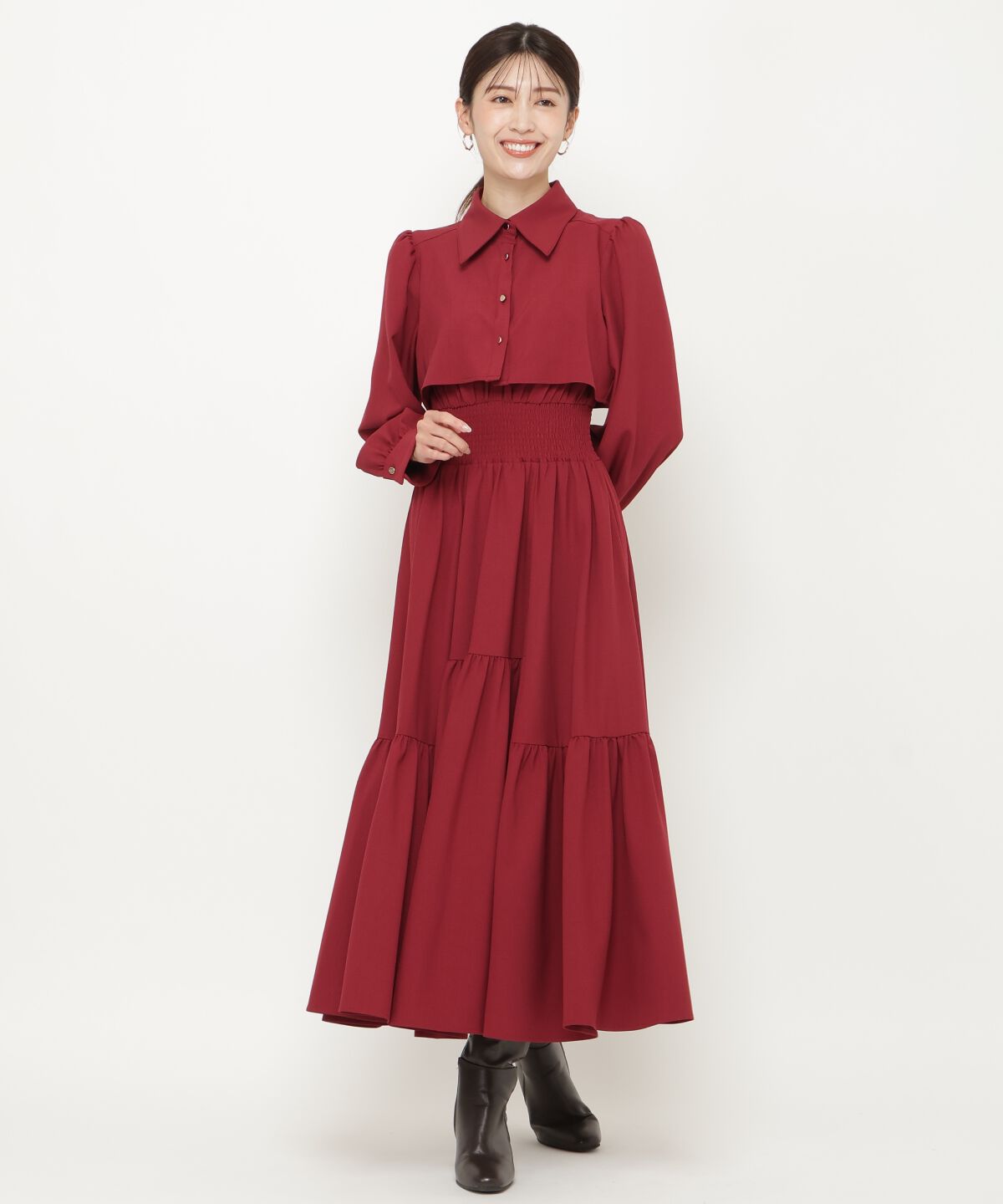 アンドクチュール「シャツレイヤード裾切替ワンピース」|ワンピース|