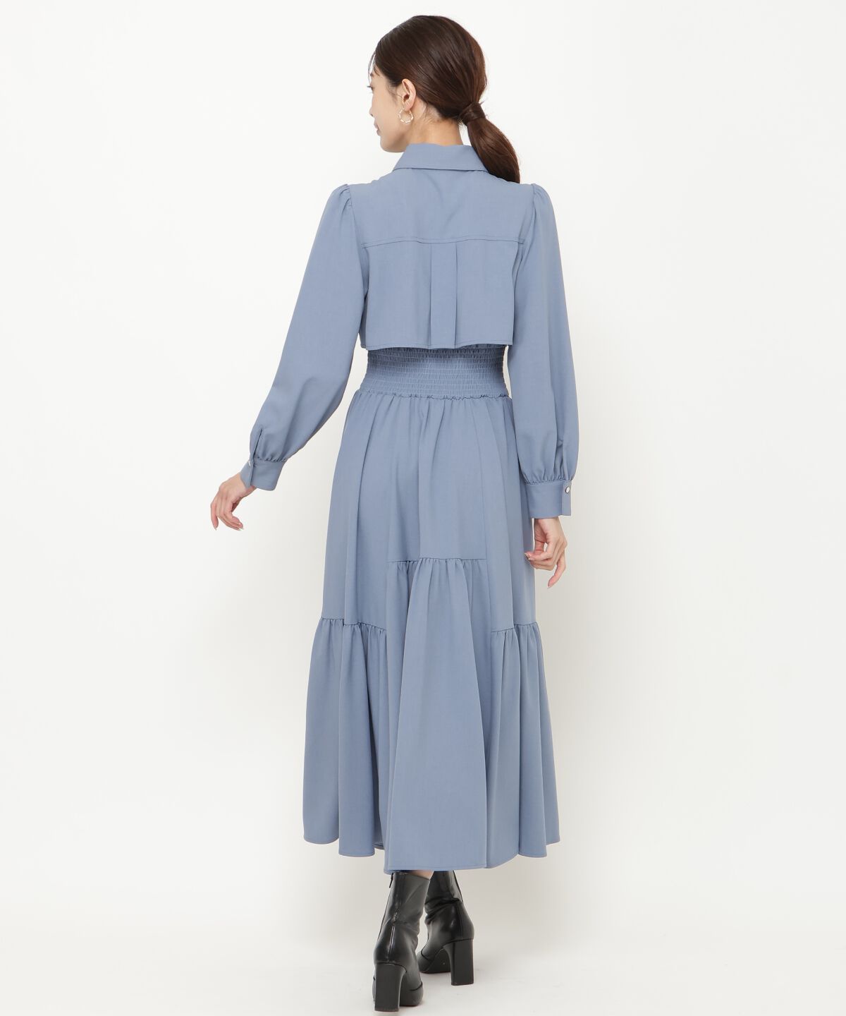 アンドクチュール「シャツレイヤード裾切替ワンピース」|ワンピース|