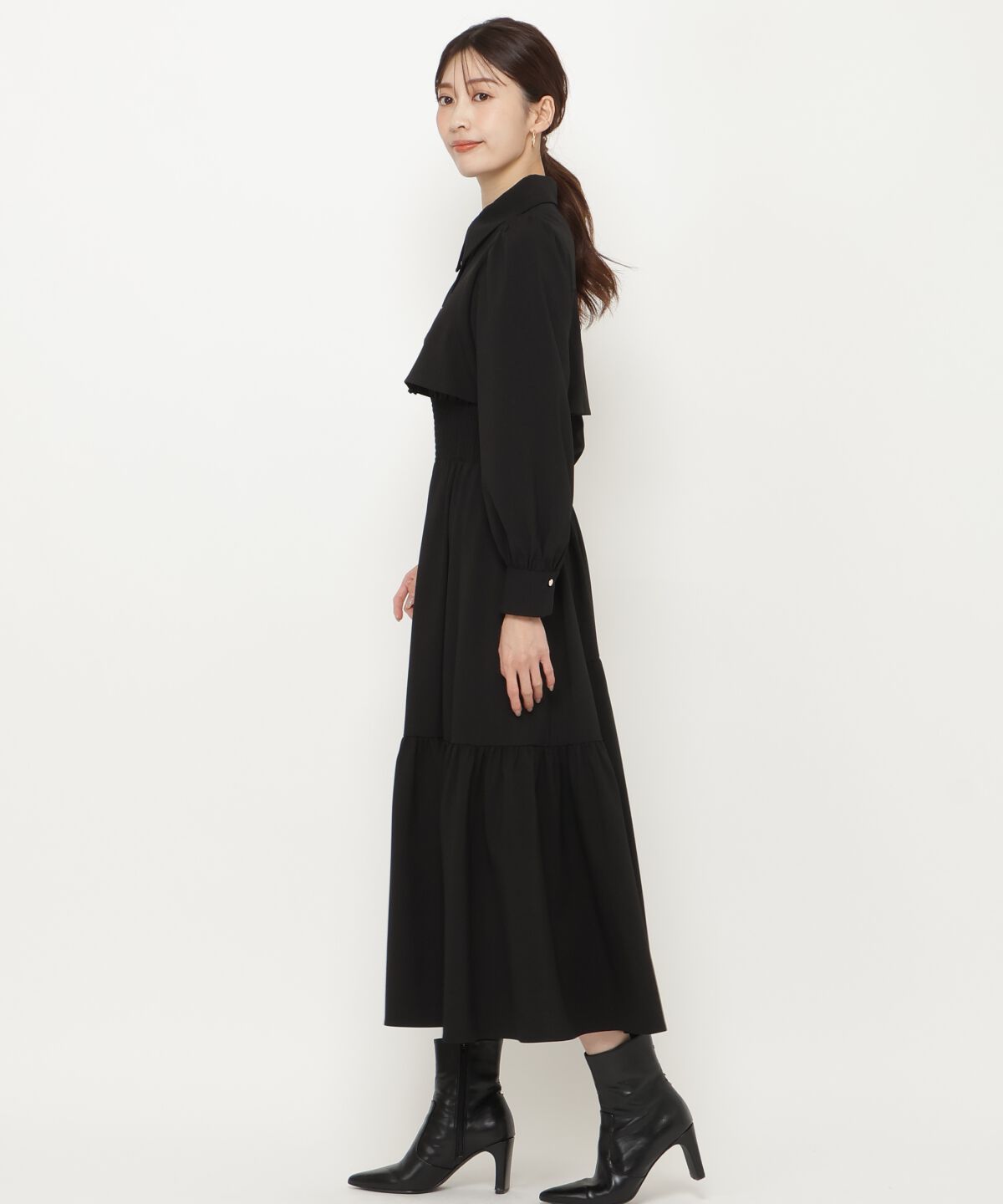 アンドクチュール「シャツレイヤード裾切替ワンピース」|ワンピース|