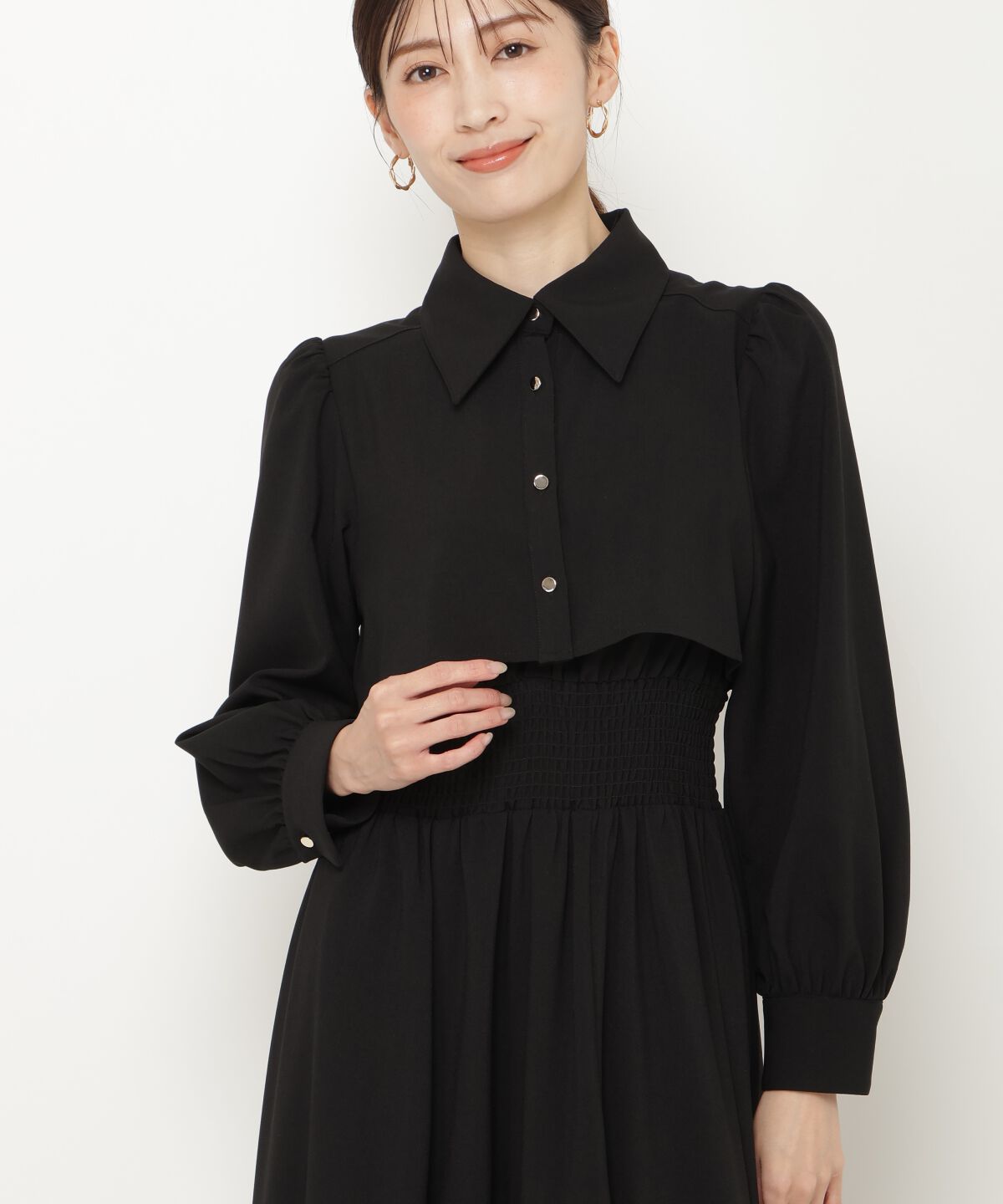 アンドクチュール「シャツレイヤード裾切替ワンピース」|ワンピース|