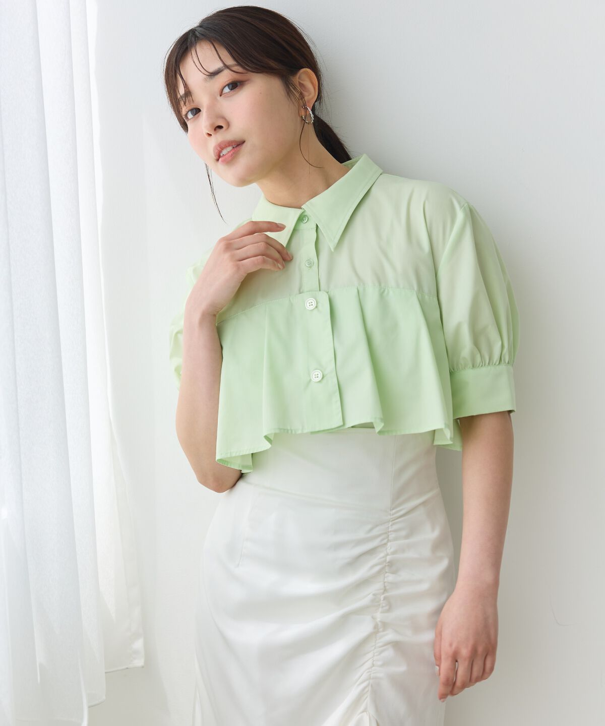アンドクチュール「ヨークデザインハーフスリーブシャツ」|シャツ・ブラウス|ミント