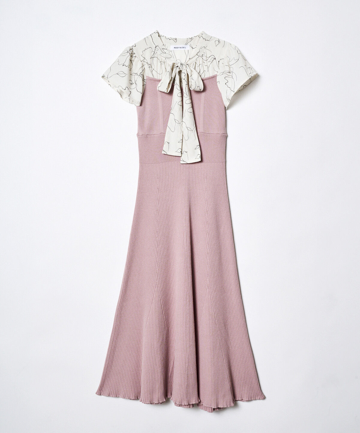 REDYAZEL「ニットドッキングフラワープリントワンピース」|ワンピース|