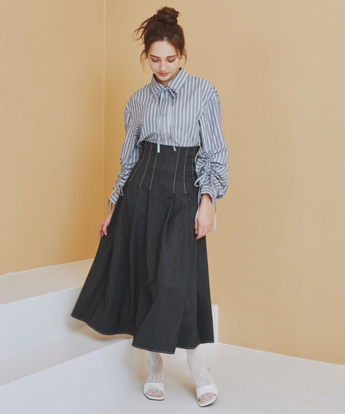 REDYAZEL「ドロストストライプシャツ」|シャツ・ブラウス|
