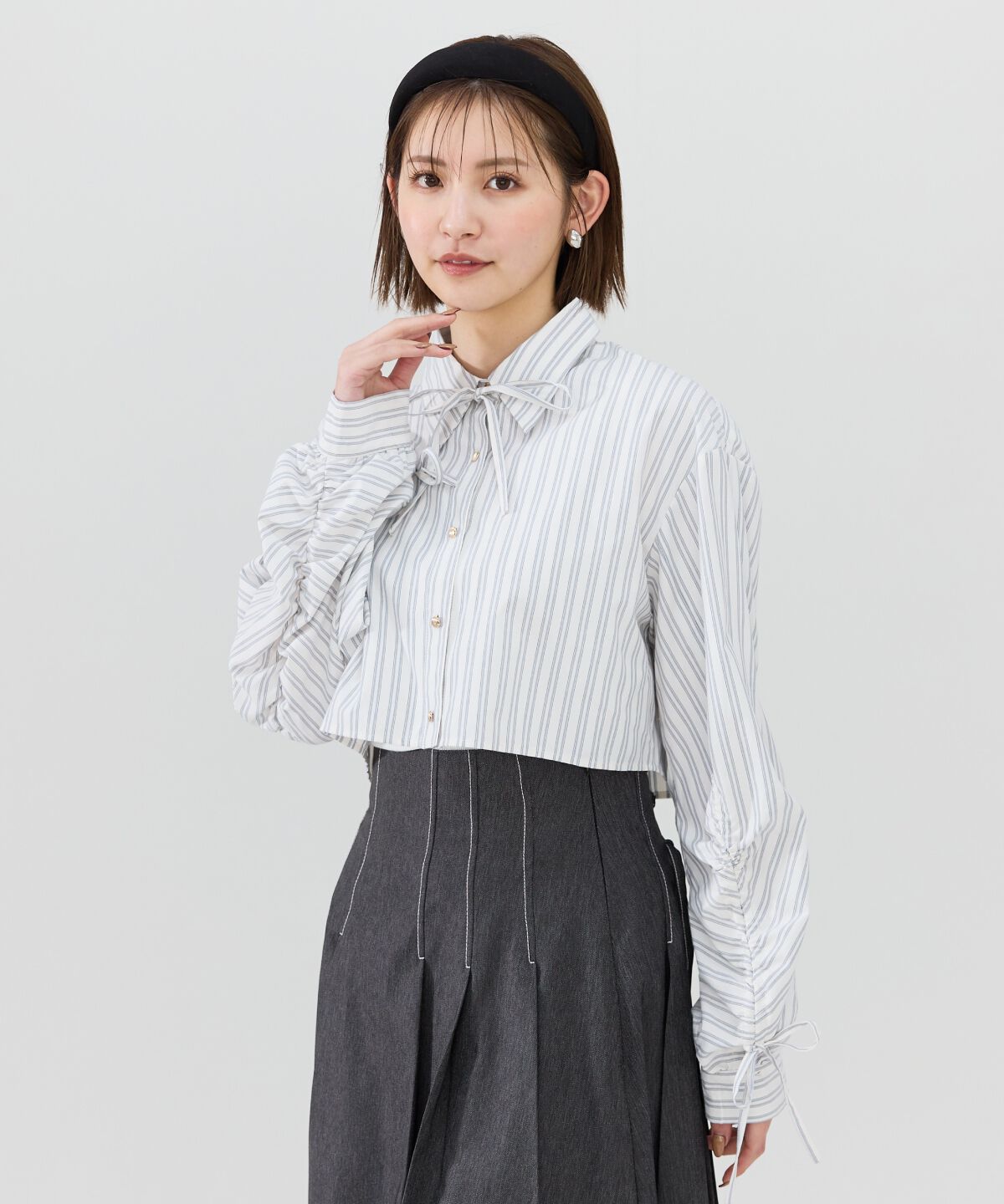 REDYAZEL「ドロストストライプシャツ」|シャツ・ブラウス|ブルー