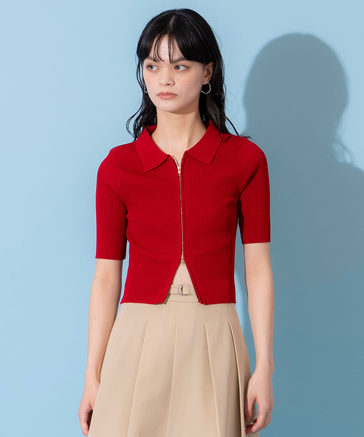 REDYAZEL「ZIPリブニットトップス」|ニット・セーター|