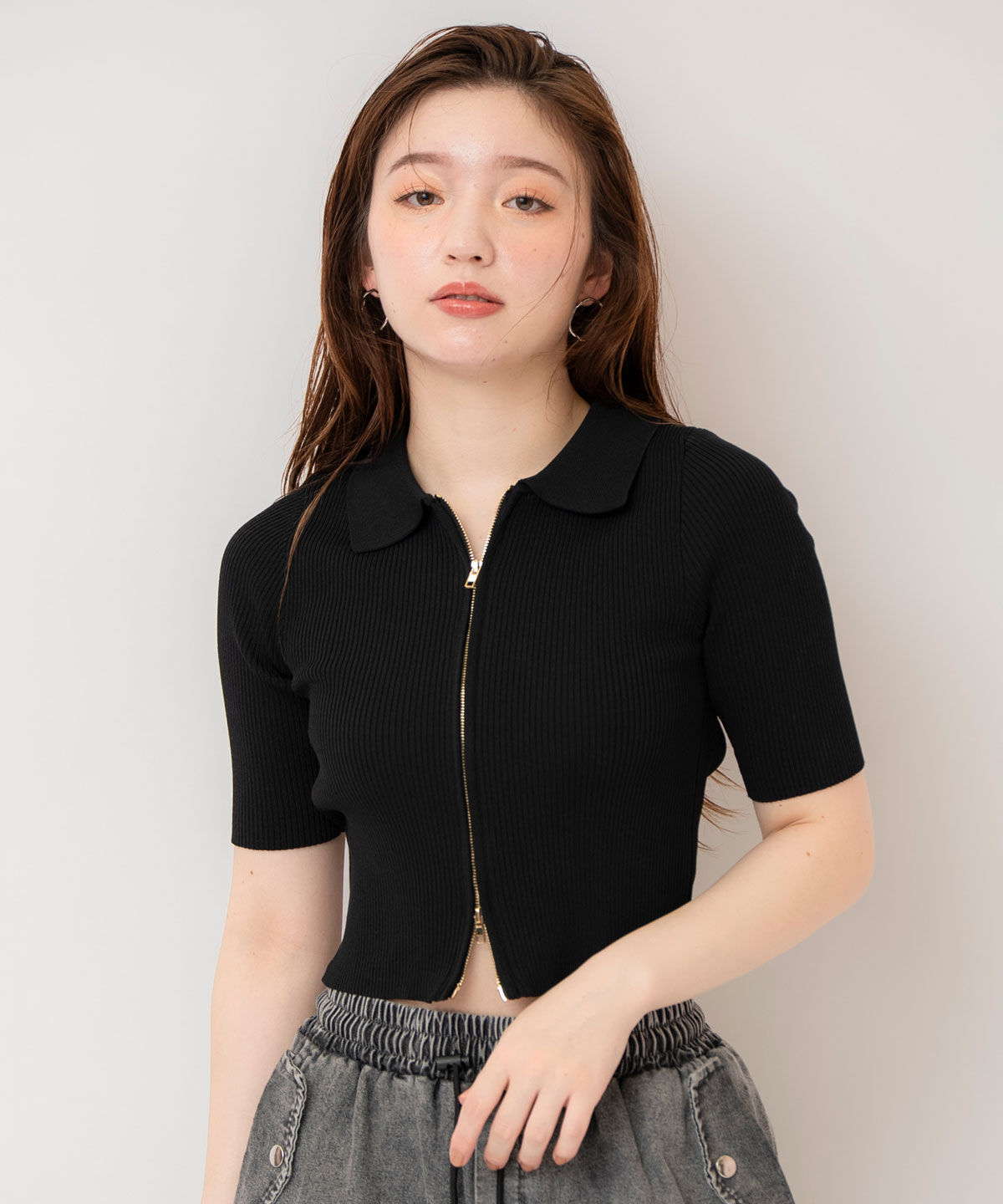 REDYAZEL「ZIPリブニットトップス」|ニット・セーター|