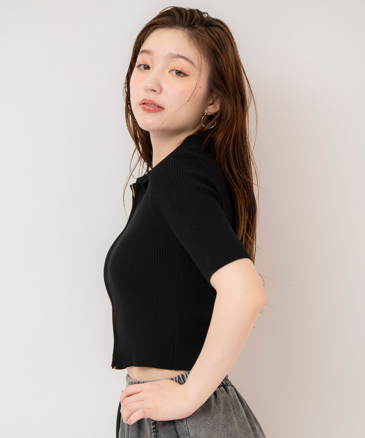 REDYAZEL「ZIPリブニットトップス」|ニット・セーター|