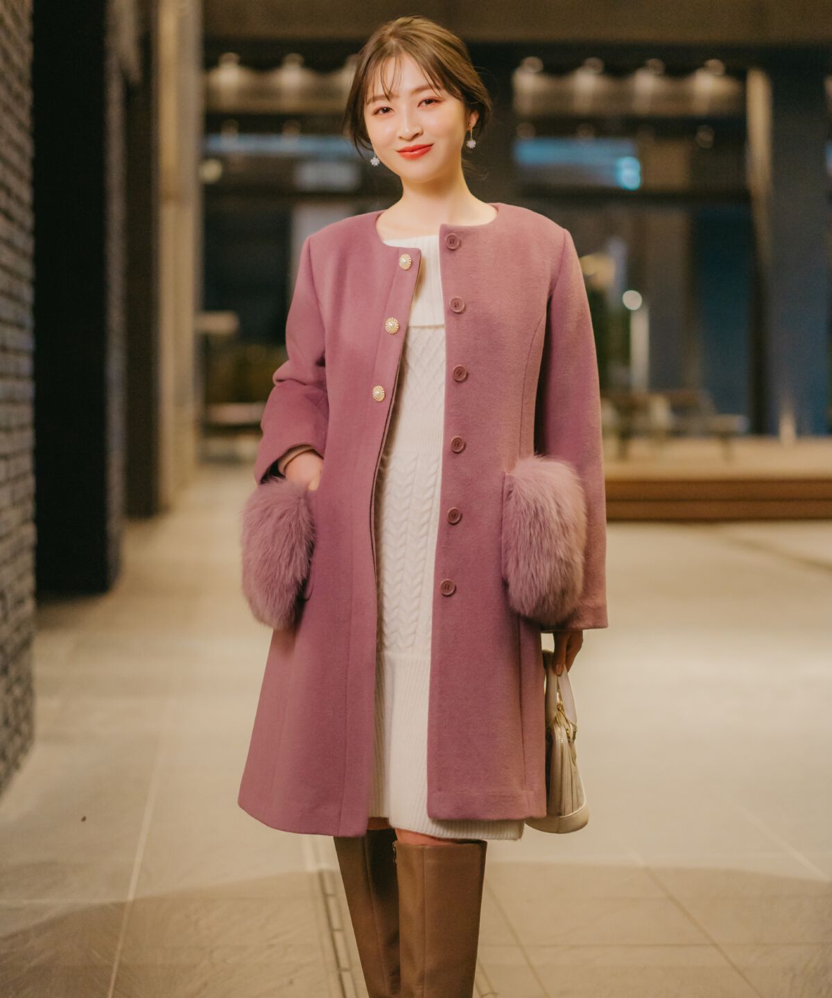 WILLSELECTION「ポケファーノーカラーコート」|ノーカラーコート|