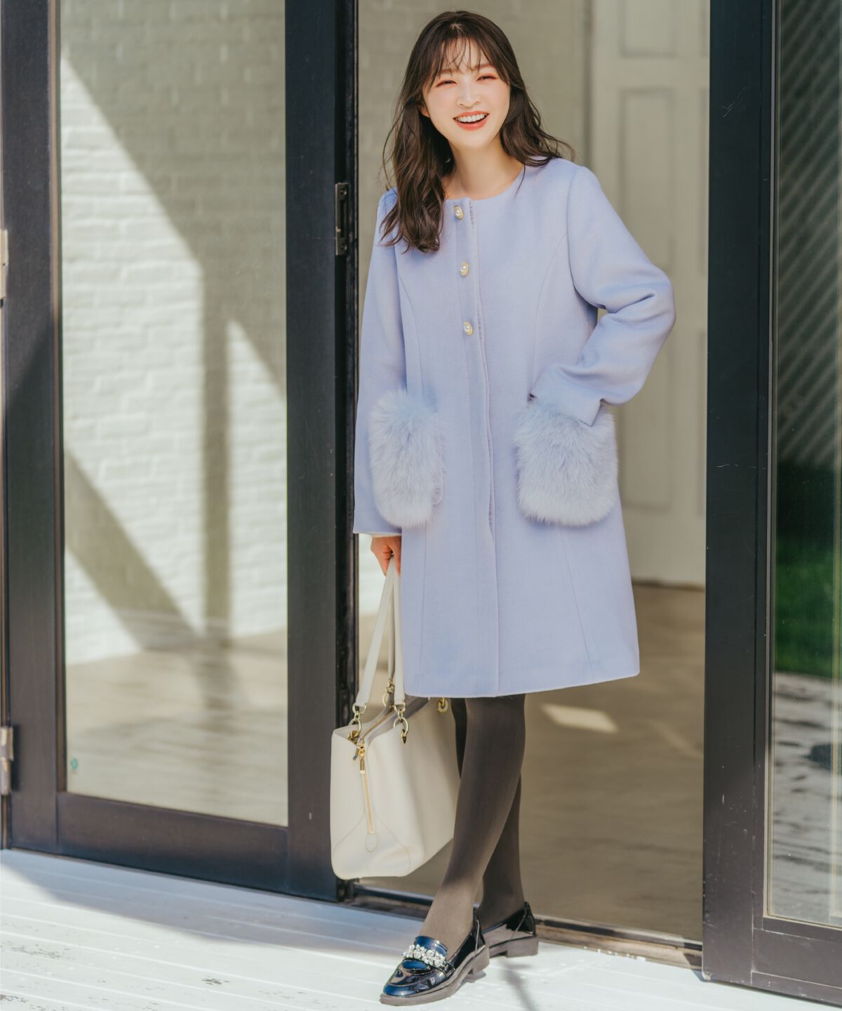 WILLSELECTION「ポケファーノーカラーコート」|ノーカラーコート|