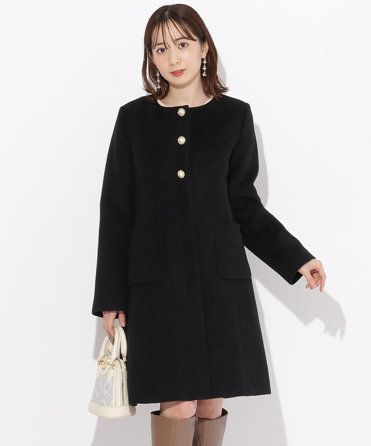 WILLSELECTION「ポケファーノーカラーコート」|ノーカラーコート|