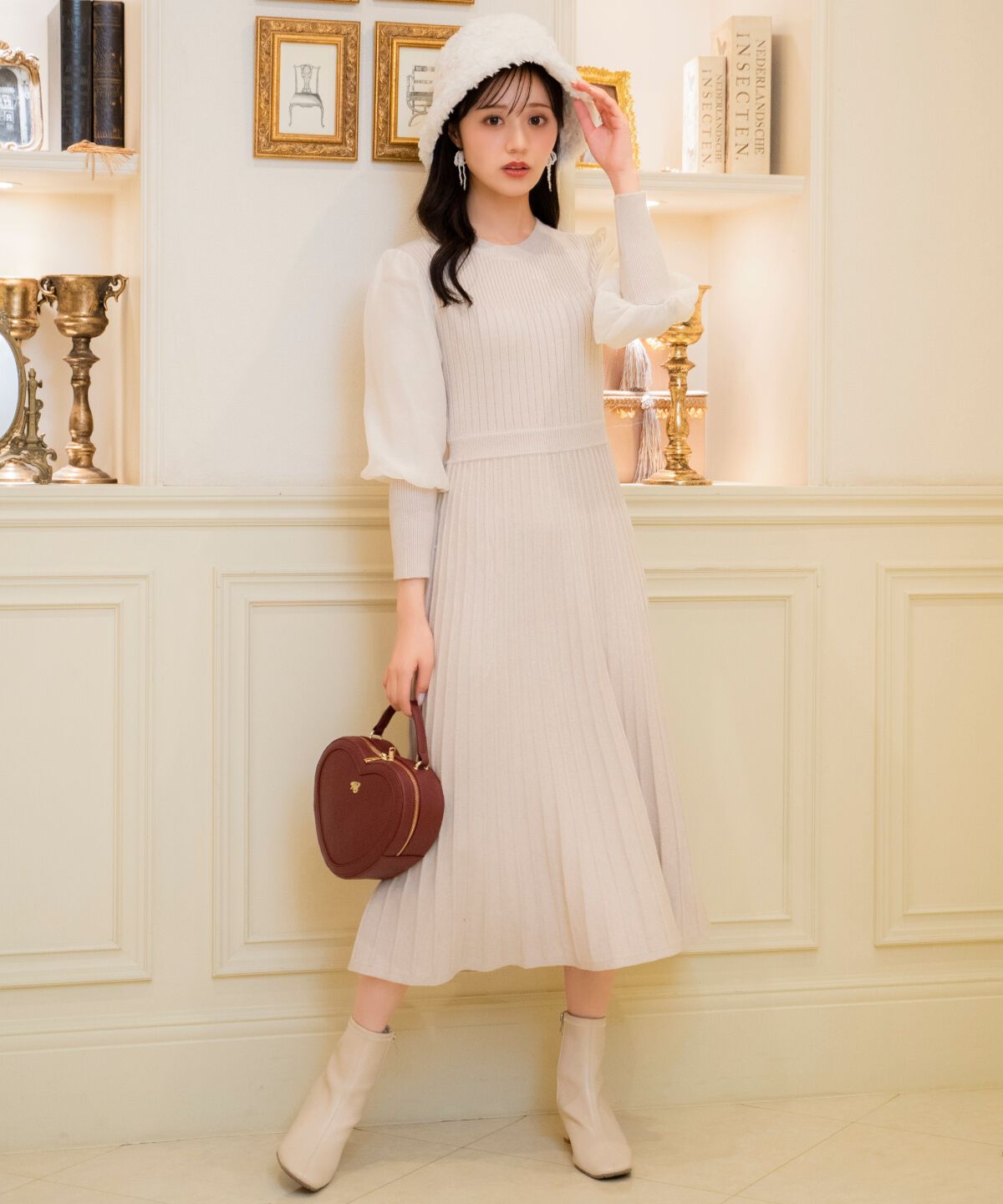 WILLSELECTION「袖オーガンジーニットワンピース」|ワンピース|