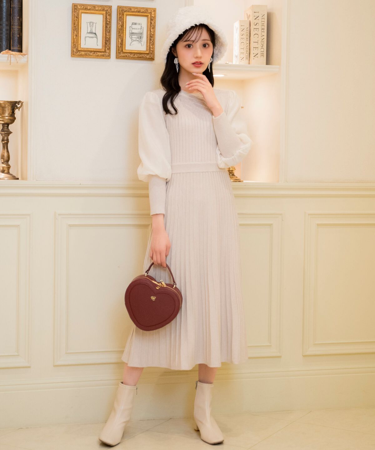 WILLSELECTION「袖オーガンジーニットワンピース」|ワンピース|