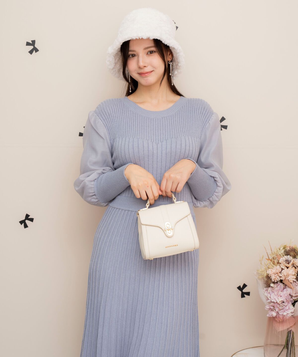 WILLSELECTION「袖オーガンジーニットワンピース」|ワンピース|