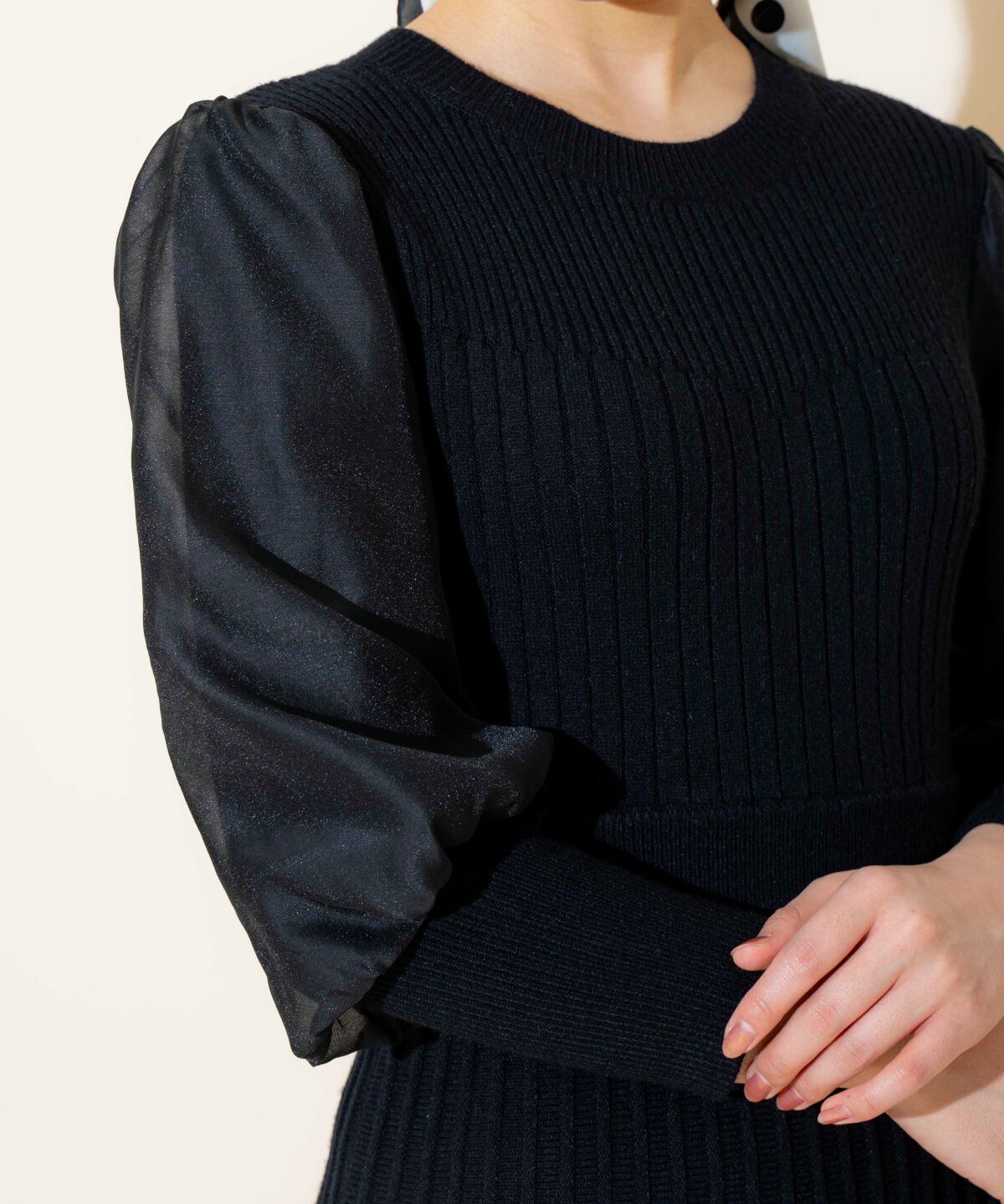 WILLSELECTION「袖オーガンジーニットワンピース」|ワンピース|