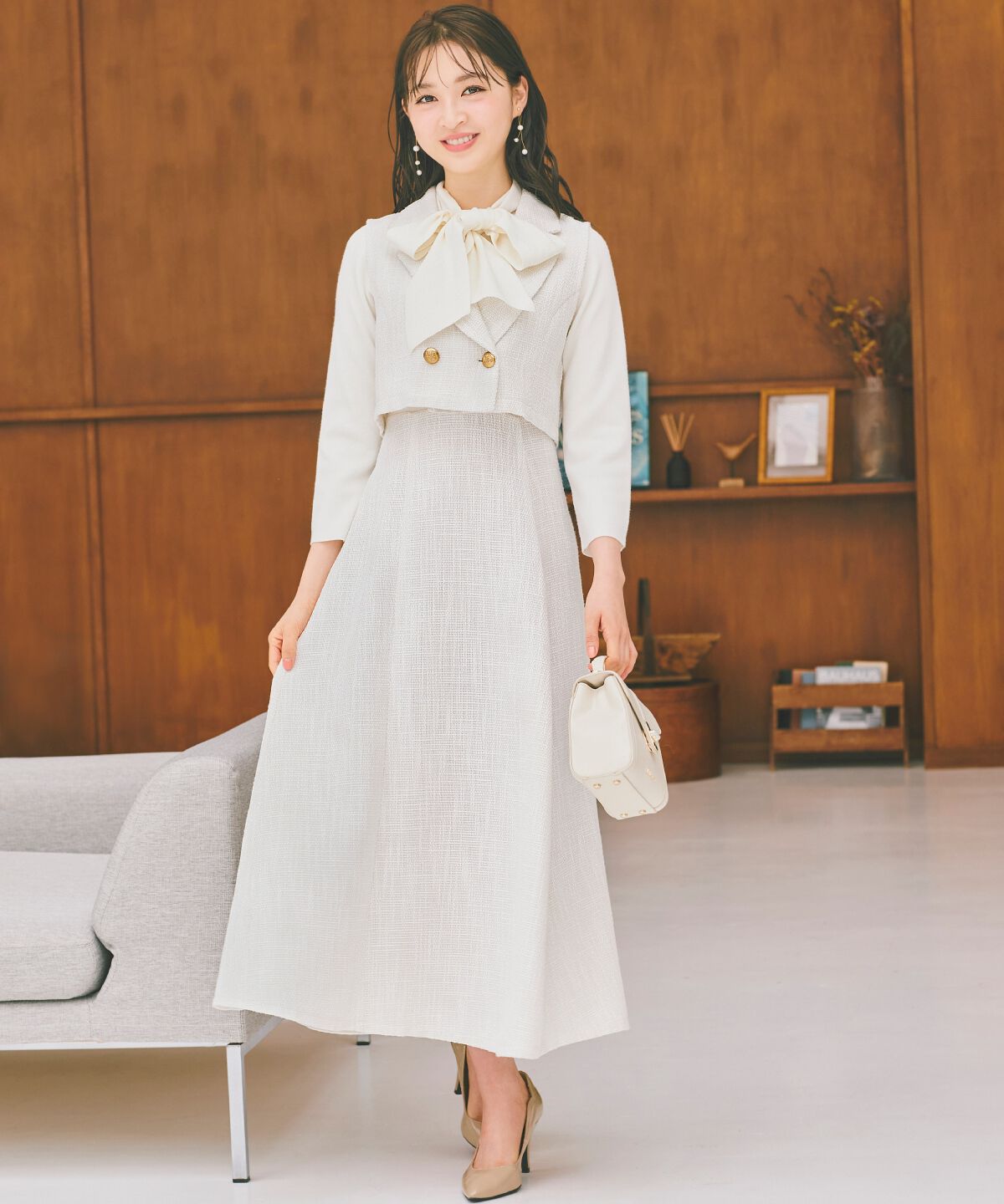 WILLSELECTION「ツイードベスト&times;ワンピースセット」|ワンピース|