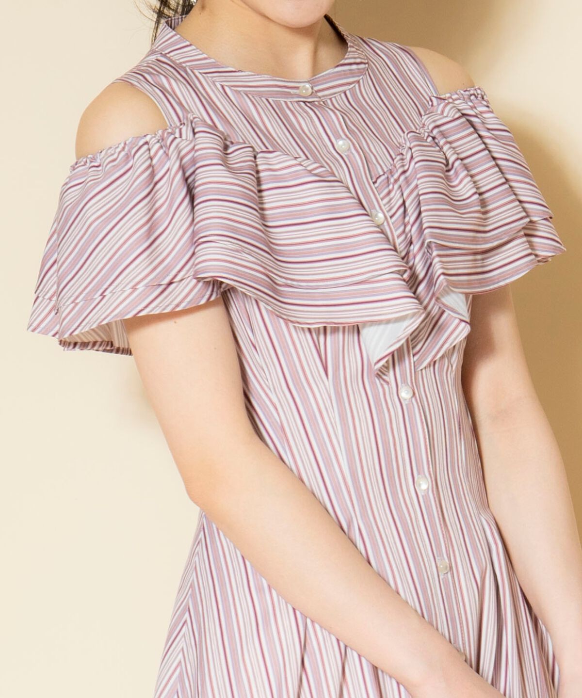 WILLSELECTION「マルチストライプフリルワンピース」|ワンピース|