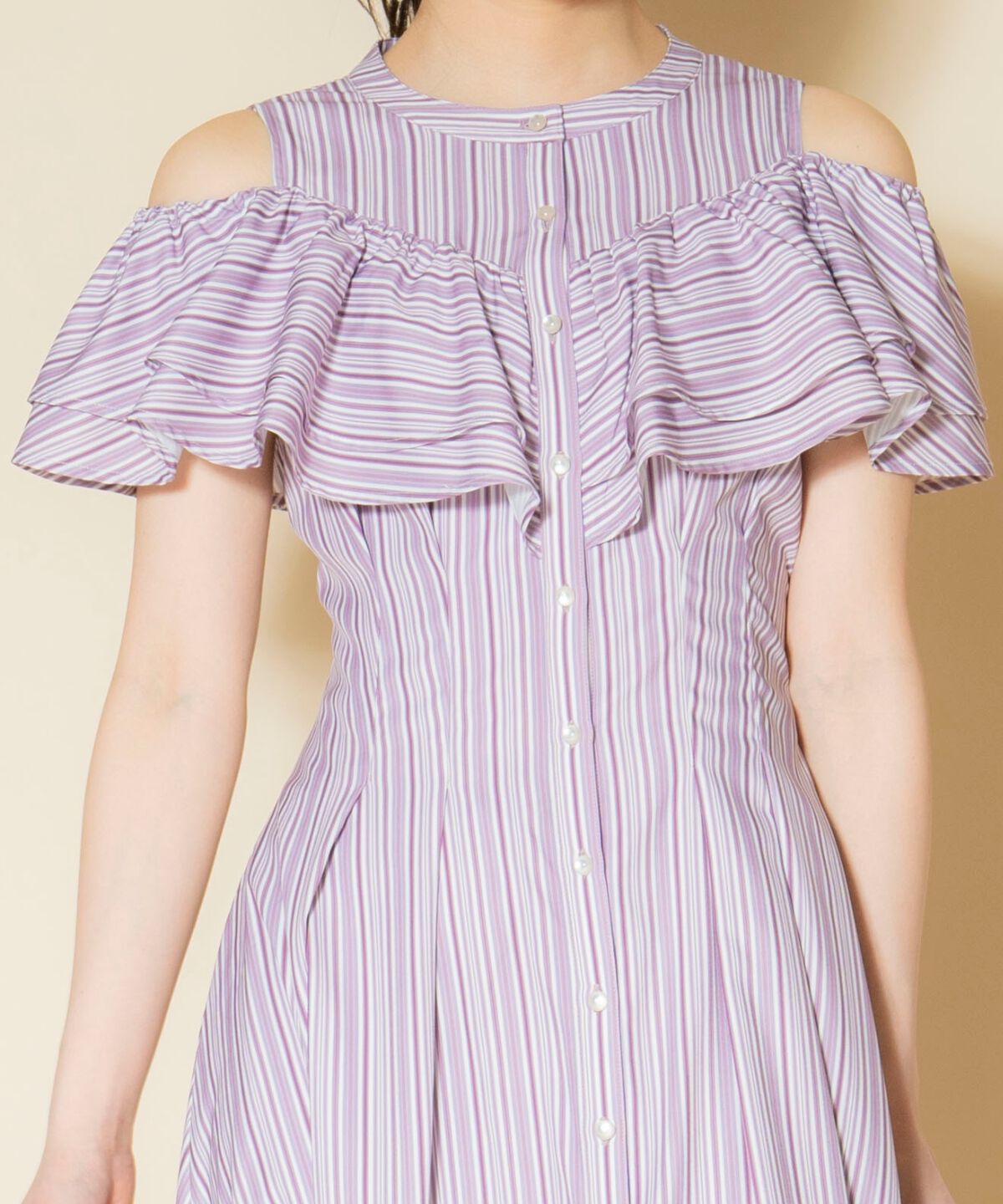 WILLSELECTION「マルチストライプフリルワンピース」|ワンピース|