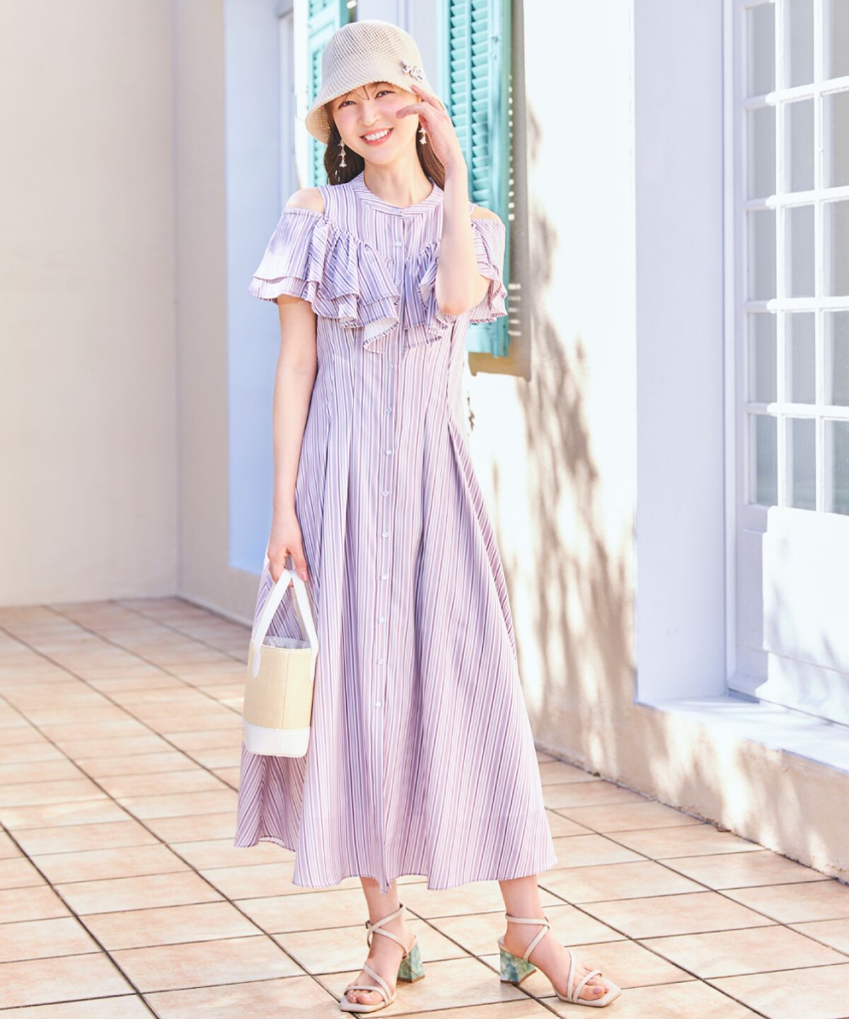 WILLSELECTION「マルチストライプフリルワンピース」|ワンピース|