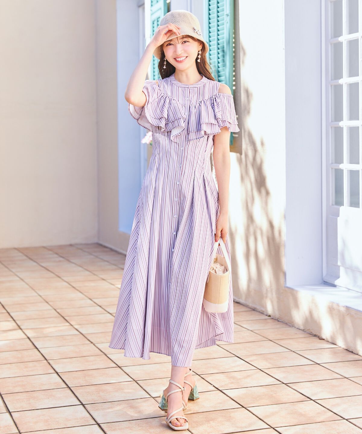 WILLSELECTION「マルチストライプフリルワンピース」|ワンピース|