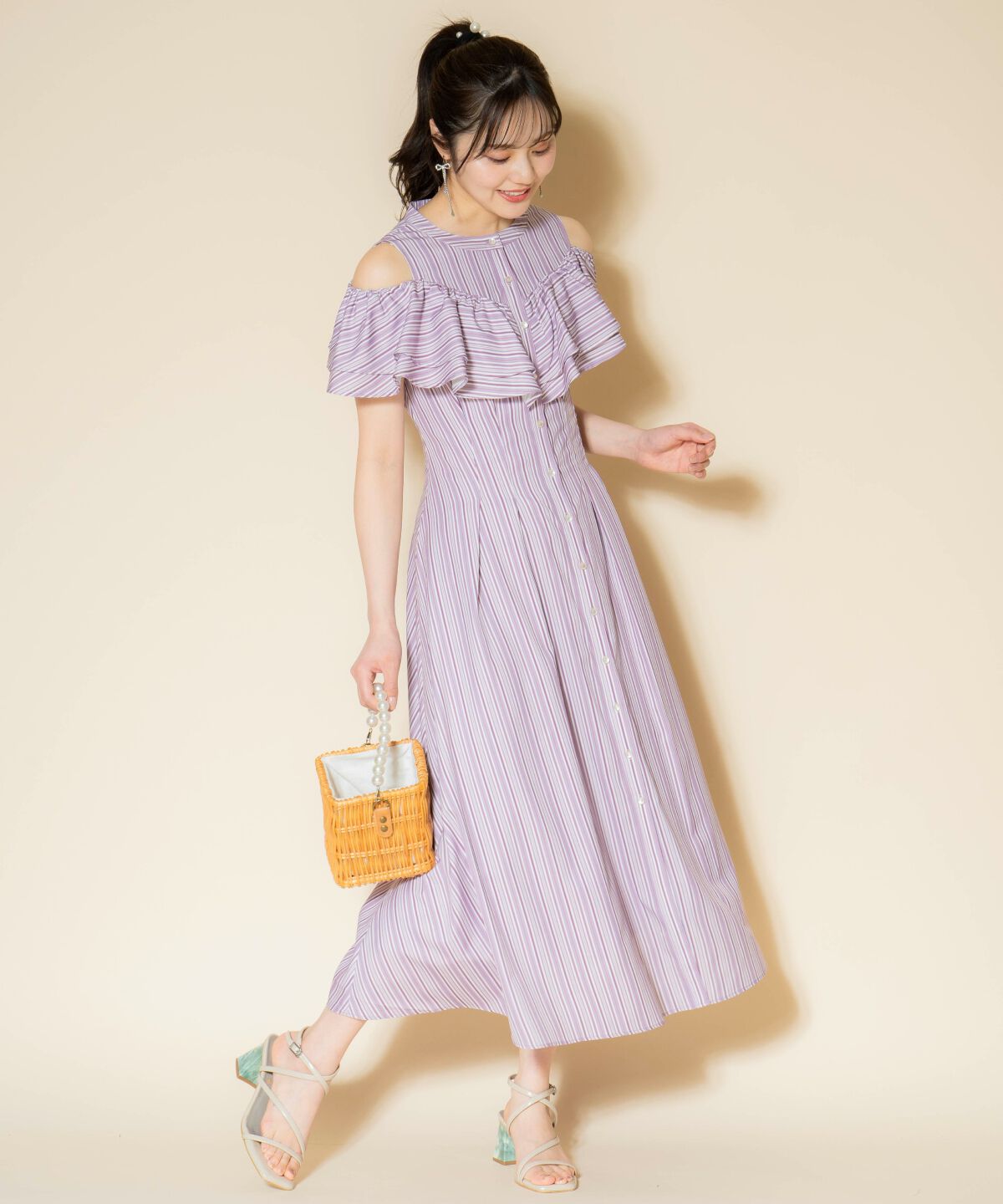 WILLSELECTION「マルチストライプフリルワンピース」|ワンピース|