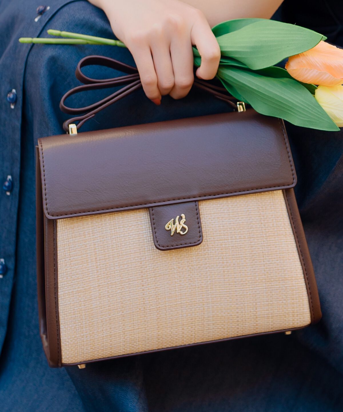 WILLSELECTION「リボンハンドル雑材コンビバッグ」|ショルダー・メッセンジャー|