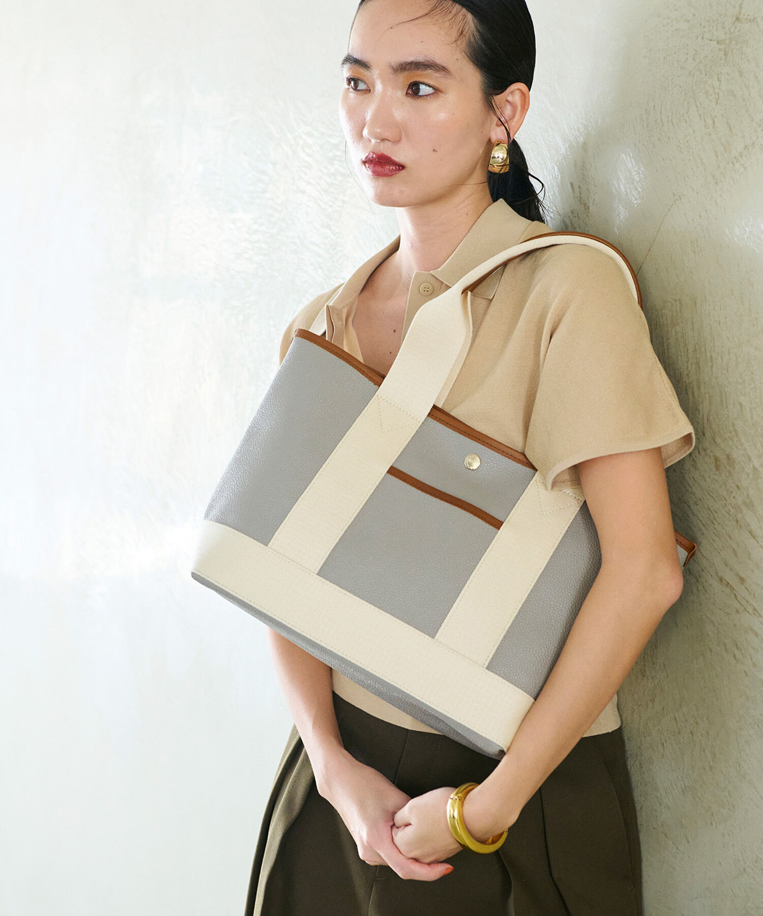 TOPKAPI BREATH「【Breath TOPKAPI】SCOTCH GRAIN スコッチグレイン A4 トートバッグ 」|トートバッグ|ライトグレー