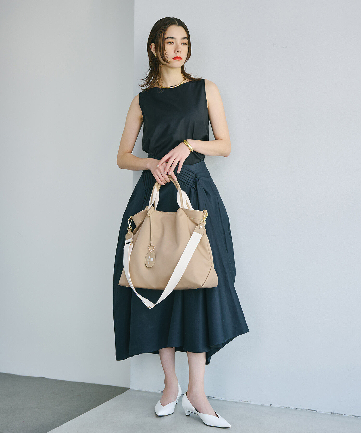 【TREASURE TOPKAPI】ストライプハンドル ナイロン トートバッグ TOPKAPI(トプカピ)の【TREASURE TOPKAPI】ストライプハンドル ナイロン