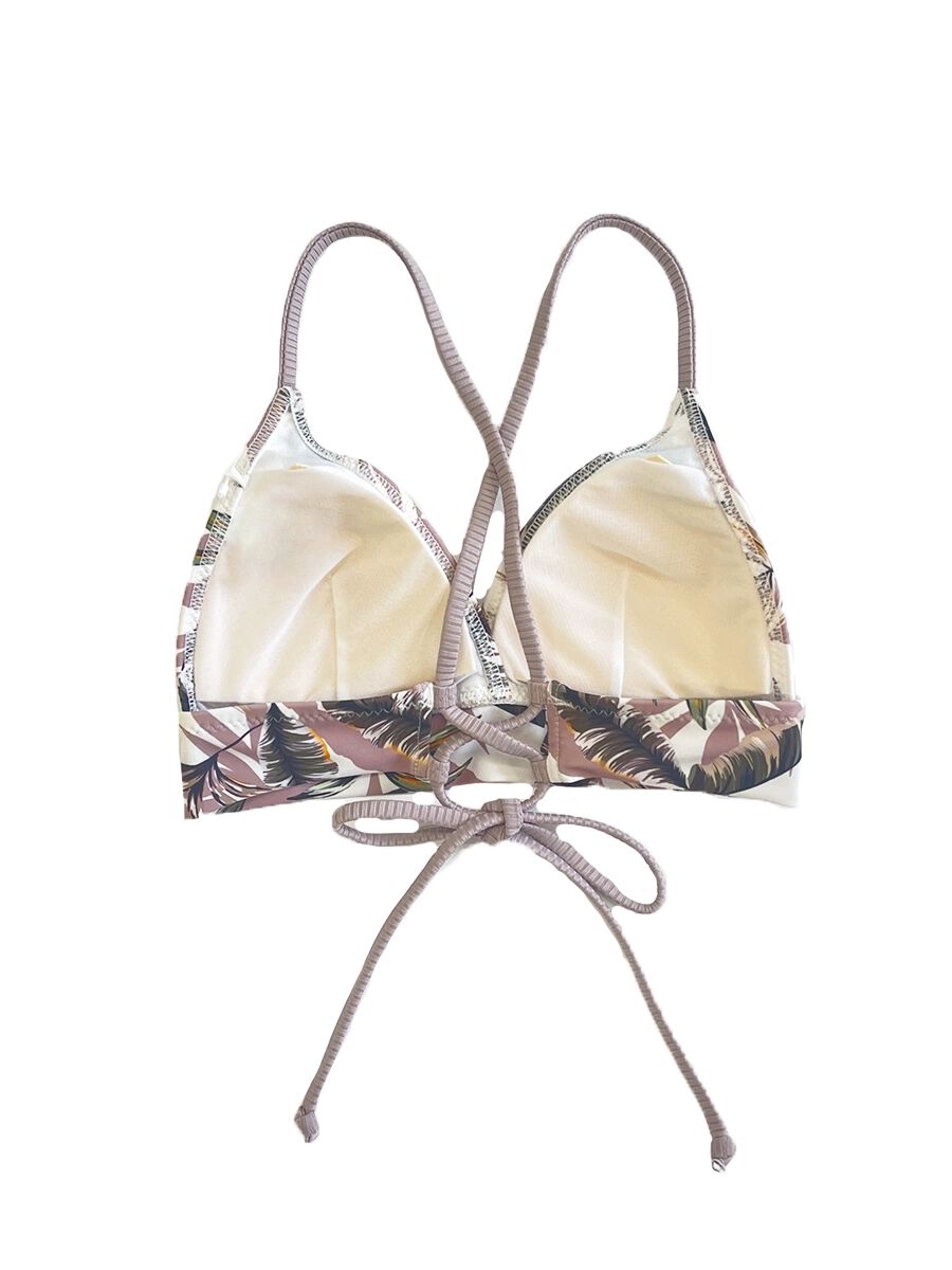 PEAK&PINE「ヴィンテージリーフ柄ショルダー三角ビキニ」|ビキニ|