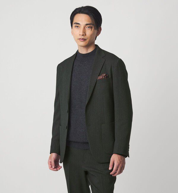 UNITED ARROWS green label relaxing「A+ ポリエステルツイード 2B スタンダード 2P ジャケット -ウォッシャブル・ストレッチ-」|テーラードジャケット|DK.GREEN