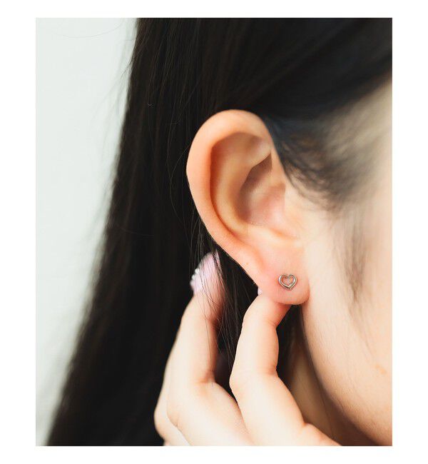 Ray BEAMS 「プチ フレーム ハート ピアス」|ピアス|SILVER