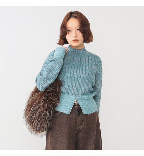 Ray BEAMS 「メランジ リブ ハイネック ニット」|ニット・セーター|BLUE