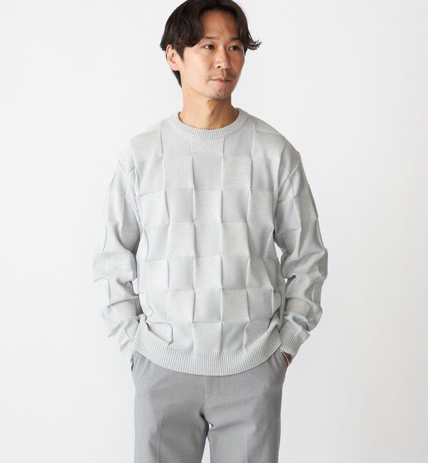 SHIPS「SHIPS:〈手洗い可能〉Amossa(R) シャンティ ブロック リンクス編み 長袖 ニット」|ニット・セーター|