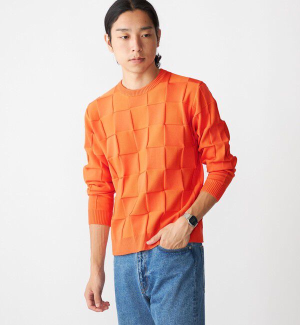 SHIPS「SHIPS:〈手洗い可能〉Amossa(R) シャンティ ブロック リンクス編み 長袖 ニット」|ニット・セーター|