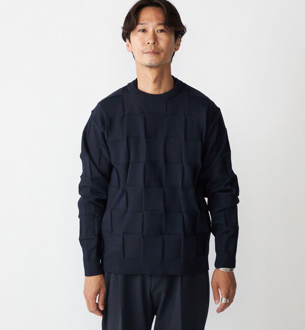 SHIPS「SHIPS:〈手洗い可能〉Amossa(R) シャンティ ブロック リンクス編み 長袖 ニット」|ニット・セーター|