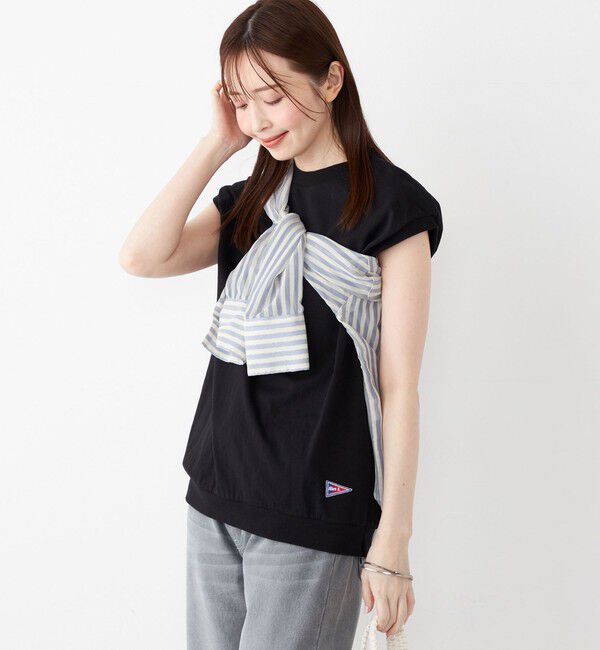 SHIPS Colors 「【SHIPS Colors別注】Allen A : USAコットン サイドジップ トップス」|Tシャツ・カットソー|ブラック