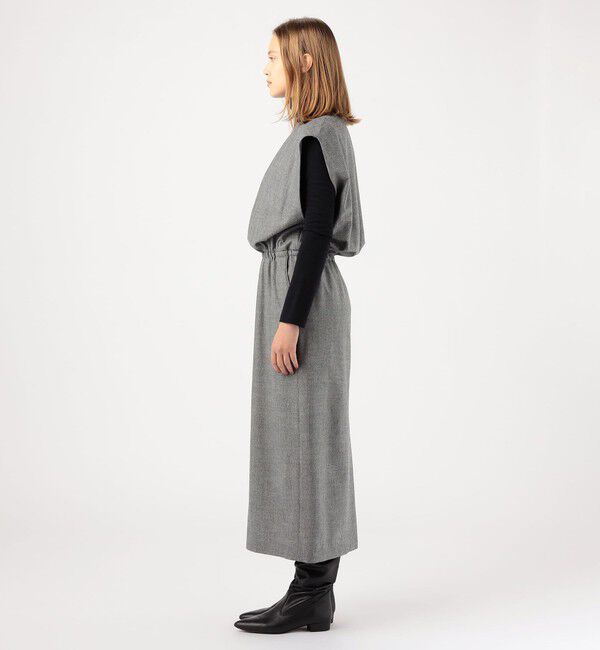 DES PRES「ウールサキソニーストレッチ ウエストギャザーワンピース」|ワンピース|